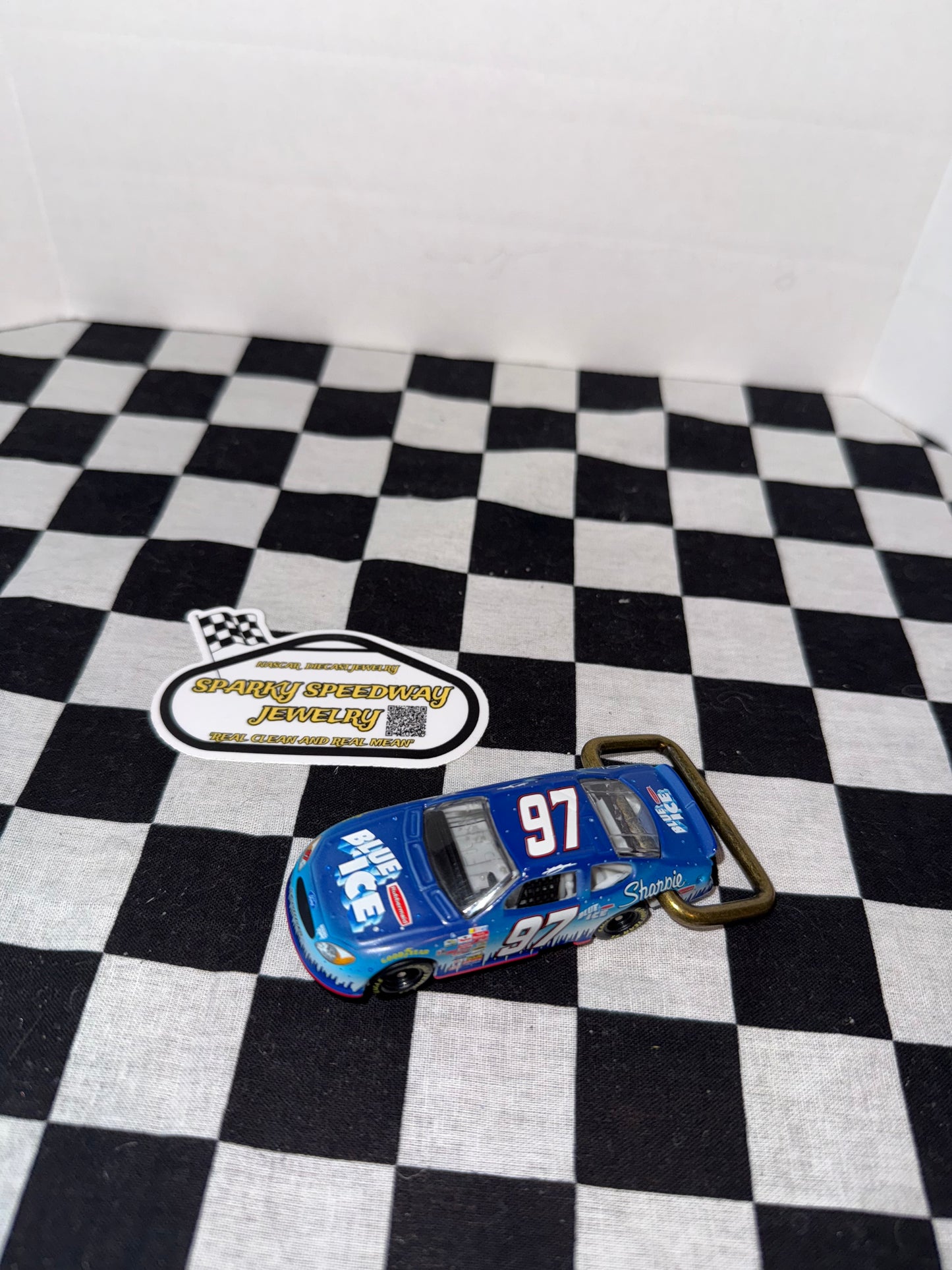 Nascar Belt Buckle - Kurt Busch #97 Blue Ice/Sharpie