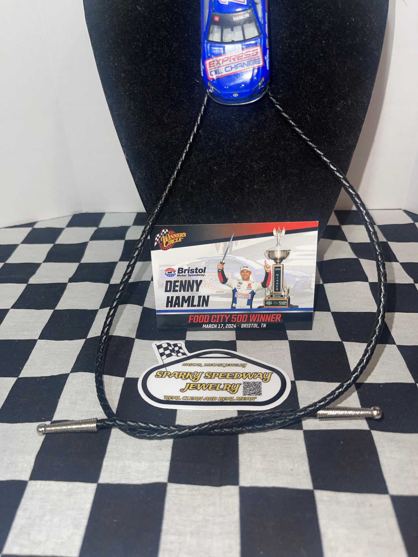 Nascar Bolo Tie - Denny Hamlin #11 Express Oil Change (2024 Bristol Win)