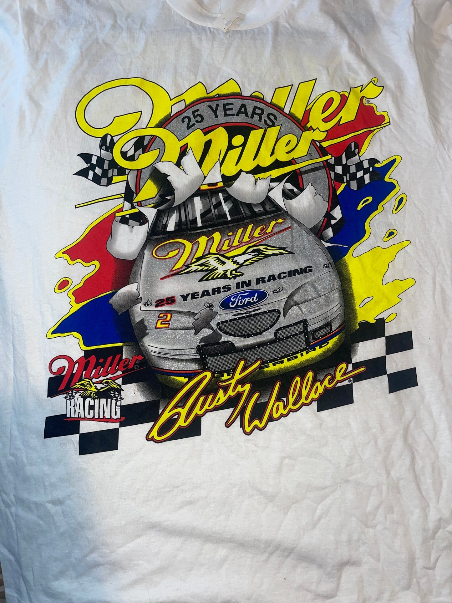 Nascar T-Shirt/Bolo Tie Set - Rusty Wallace #2 Miller 25 Years In Racing