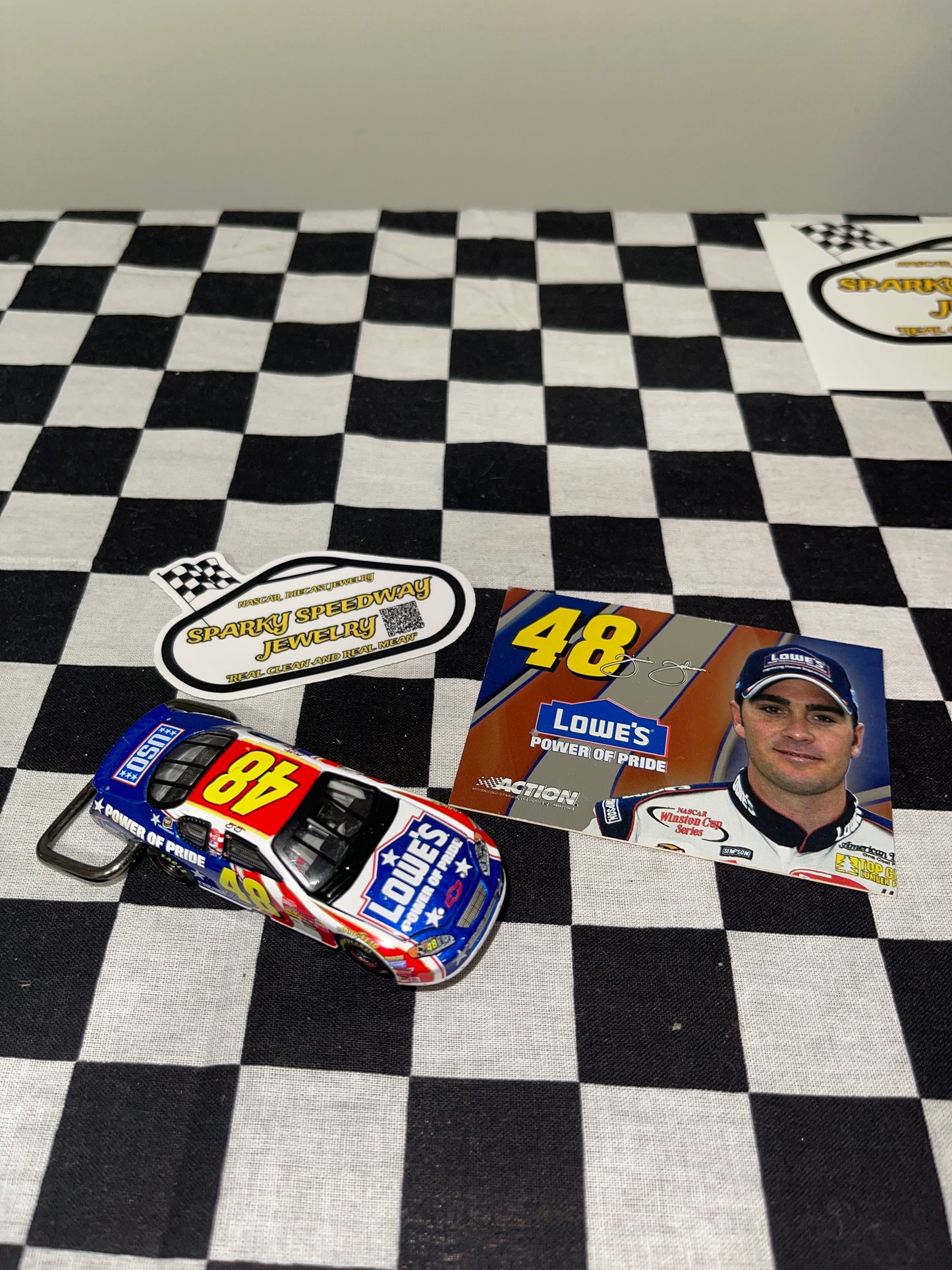 Nascar Belt Buckle - Jimmie Johnson #48 Lowe’s Power Of Pride